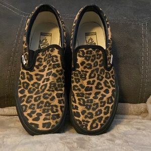 Custom Leopard print platform Vans slip on. Size 8